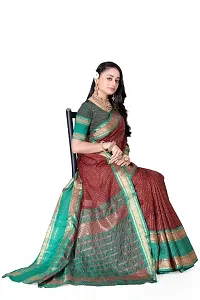 Beautiful Maroon Cotton Silk Woven Design Saree with Blouse Piece For Women-thumb4