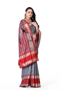 Beautiful Grey Cotton Silk Woven Design Saree with Blouse Piece For Women-thumb3