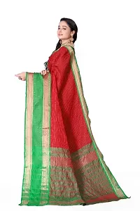 Beautiful Red Cotton Silk Woven Design Saree with Blouse Piece For Women-thumb4