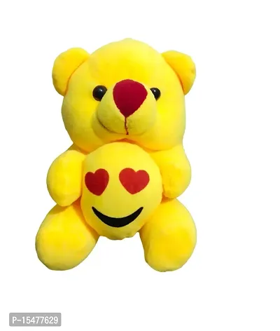 Stuffed Soft Teddy Bear With Emoji 20 cm (Pack of 1)-thumb0