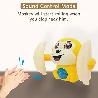 Dancing Musical Toy for Kids Baby Tumbling Monkey Doll Toy with Voice Control Sensor Light Music Rotating Arm Sound Toy - Multicolor (Pack of 1)-thumb2
