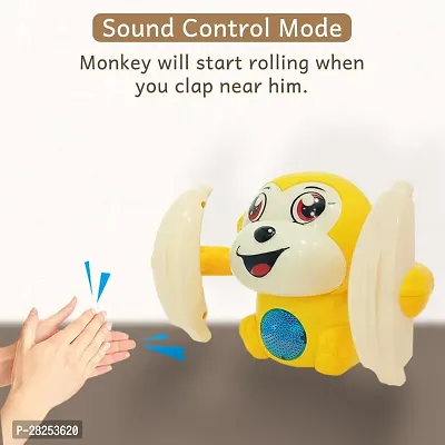 Dancing Musical Toy for Kids Baby Tumbling Monkey Doll Toy with Voice Control Sensor Light Music Rotating Arm Sound Toy - Multicolor (Pack of 1)-thumb3