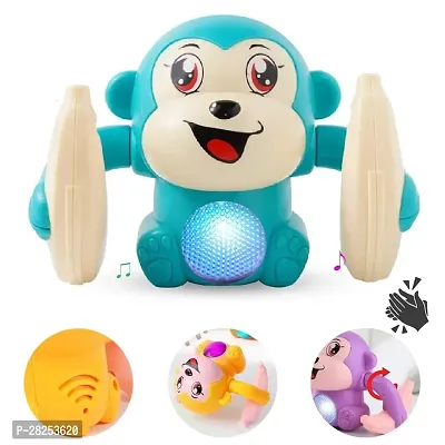 Dancing Musical Toy for Kids Baby Tumbling Monkey Doll Toy with Voice Control Sensor Light Music Rotating Arm Sound Toy - Multicolor (Pack of 1)-thumb0