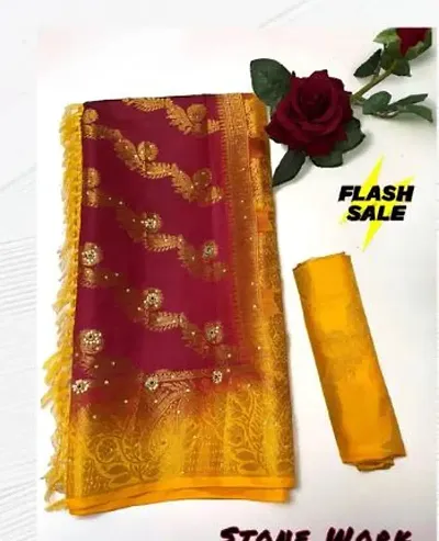 New In Art Silk Saree with Blouse piece 