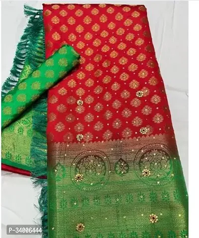 Stylish Red Art Silk Saree With Blouse Piece For Women-thumb0