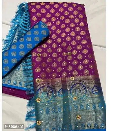 Stylish Purple Art Silk Saree With Blouse Piece For Women-thumb0