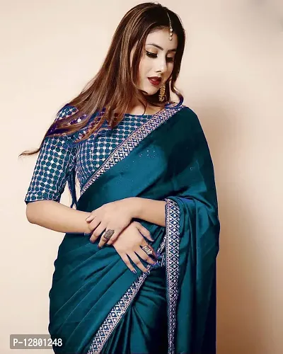 Women'S Vichitra Silk Embroidered Bangalori Silk Blue Saree - |ML_FIROZI|-thumb0