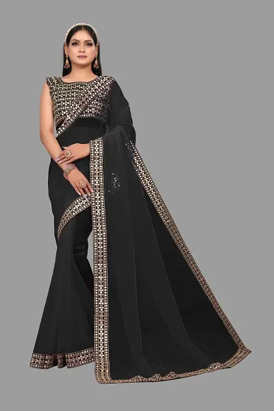 Elegant Net Bollywood Saree With Blouse Piece