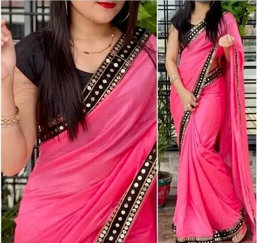 Attractive Art Silk Lace Border Saree with Blouse piece