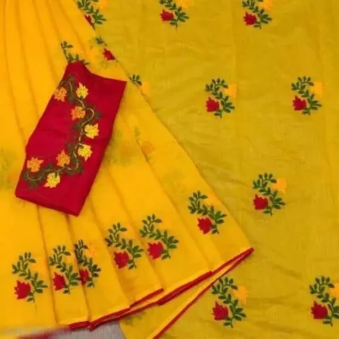 Embroidered Chanderi Silk Saree With Blouse Piece