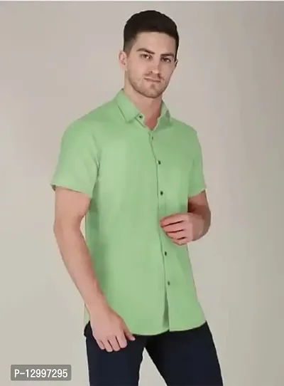 JAVERI Men's Formal Polycotton Material, Slim Fit Classic Collar Fullsleeve Casual Shirts (JR-13-Pista-M) Green-thumb0