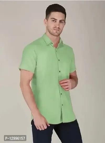 JAVERI Men's Formal Polycotton Material, Slim Fit Classic Collar Fullsleeve Casual Shirts (JR-13-Pista-L) Green-thumb0