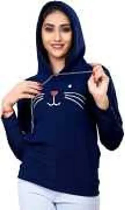 ZINUX Women's and Girls Cat Hoodie for Women | Full Sleeve Stylish Women's Sweatshirts (ZN-J5_MIYAV)