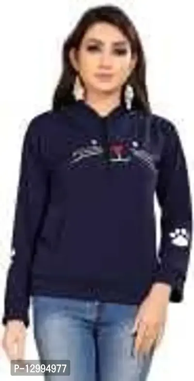 ZINUX Women's and Girls Cat Hoodie for Women | Full Sleeve Stylish Women's Sweatshirts (ZN-J5_MIYAV_Blue_XL)-thumb3