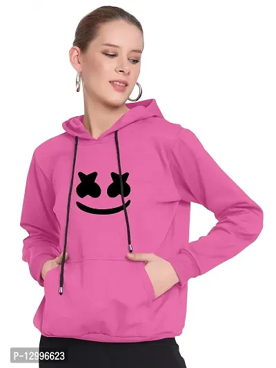 ZINUX Women's and Girls Smail Hoodie for Women | Full Sleeve Stylish Women's Sweatshirts (ZN-J5-SMILE_Pink_M)