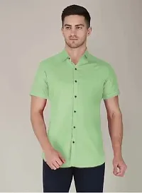 JAVERI Men's Formal Polycotton Material, Slim Fit Classic Collar Fullsleeve Casual Shirts (JR-13-Pista-M) Green-thumb1