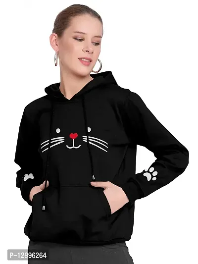 ZINUX Women's and Girls Cat Hoodie for Women | Full Sleeve Stylish Women's Sweatshirts (ZN-J5_MIYAV)