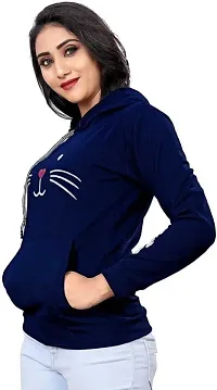 ZINUX Women's and Girls Cat Hoodie for Women | Full Sleeve Stylish Women's Sweatshirts (ZN-J5_MIYAV_Blue_XL)-thumb1