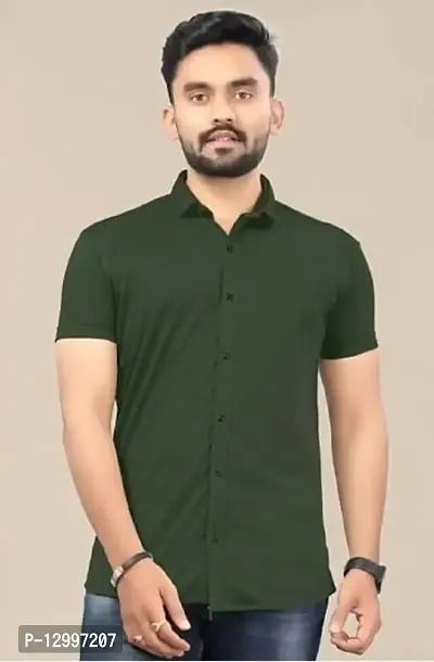 JAVERI Men's Formal Polycotton Material, Slim Fit Classic Collar Fullsleeve Casual Shirts (JR-13-Dark Green-L)