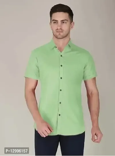 JAVERI Men's Formal Polycotton Material, Slim Fit Classic Collar Fullsleeve Casual Shirts (JR-13-Pista-L) Green-thumb2