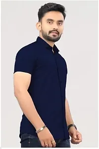 JAVERI Men's Formal Polycotton Material, Slim Fit Classic Collar Fullsleeve Casual Shirts (JR-13-Nevy Blue-XL)-thumb2