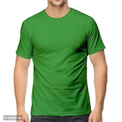 Stylish Polyester Solid Round Neck T-Shirt For Men-thumb0