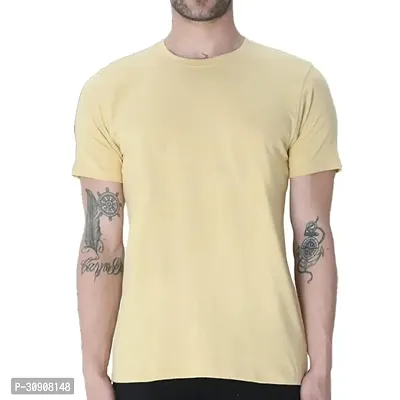 Stylish Polyester Solid Round Neck T-Shirt For Men