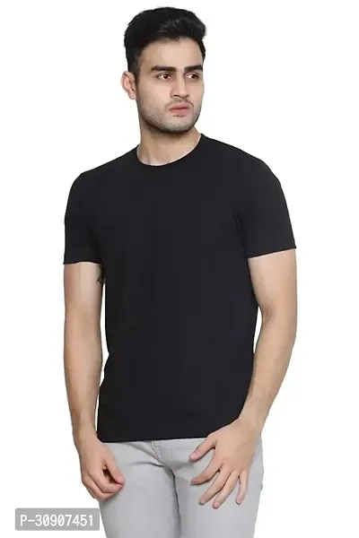 Stylish Polyester Solid Round Neck T-Shirt For Men-thumb0