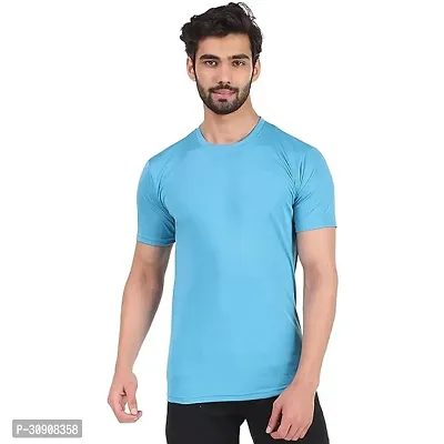 Stylish Polyester Solid Round Neck T-Shirt For Men-thumb0