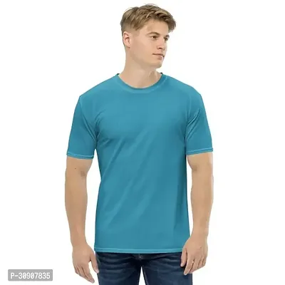 Stylish Polyester Solid Round Neck T-Shirt For Men-thumb0