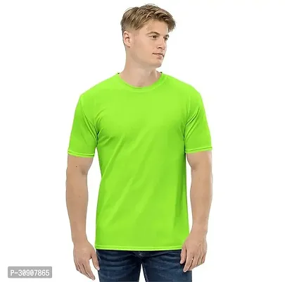 Stylish Polyester Solid Round Neck T-Shirt For Men-thumb0