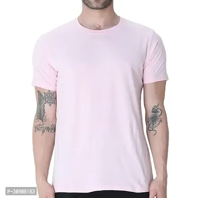 Stylish Polyester Solid Round Neck T-Shirt For Men-thumb0