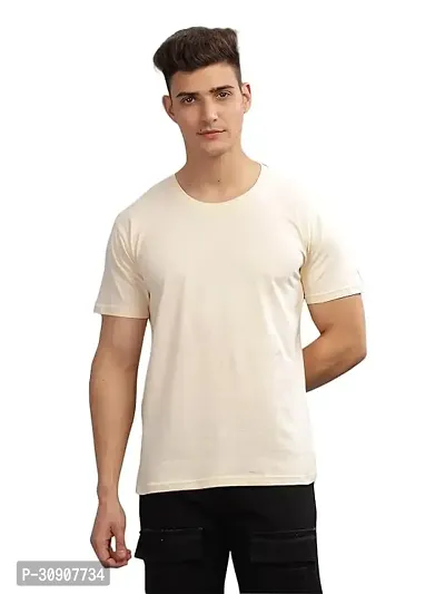 Stylish Polyester Solid Round Neck T-Shirt For Men-thumb0