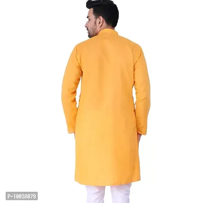 HUZUR Mens Cotton Kurta (36, Orange)-thumb2