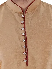 HUZUR Mens Silk Loop Button Kurta Only (Small, CHIKU)-thumb4