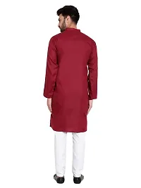 Mens Cotton 7 Button Kurta Pajama Set (36, MAROON)-thumb1