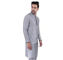 HUZUR Mens Silk Loop Button Kurta Only (XX-Large, Grey)-thumb3