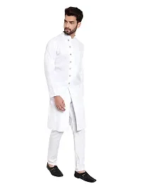 Mens Cotton 7 Button Kurta Pajama Set (36, WHITE)-thumb2