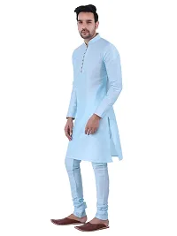 HUZUR Men's Silk Ceremony Loop Button Sky Blue Kurta Sky Blue Pyjama Set-thumb1