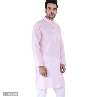 HUZUR Mens Cotton Kurta (44, Pink)-thumb4