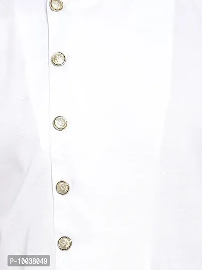 Mens Cotton 7 Button Kurta Pajama Set (36, WHITE)-thumb5