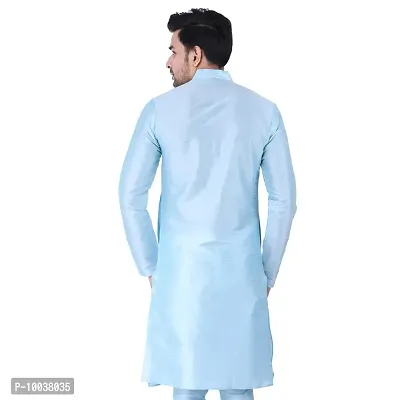 HUZUR Mens Silk Kurta (X-Large, Sky Blue)-thumb3