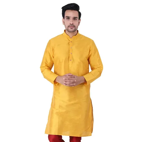 Mens Silk Blend Full Sleeves Chinese Collar Kurta Kurta Pack of 1