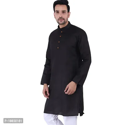 HUZUR Mens Cotton Kurta (42, Black)-thumb4