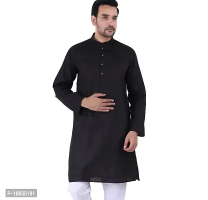 HUZUR Mens Cotton Kurta (42, Black)-thumb0