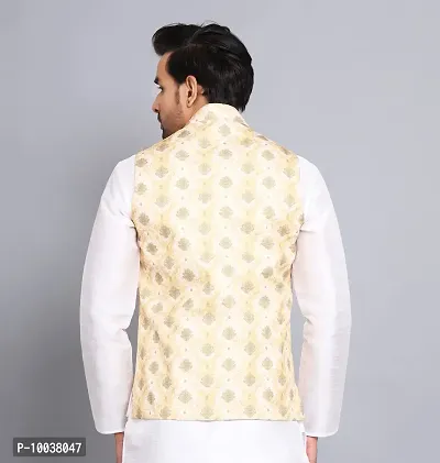 Sadree Print Nehru Jacket For Men's (XX-large, GOLD-PRINT)-thumb2