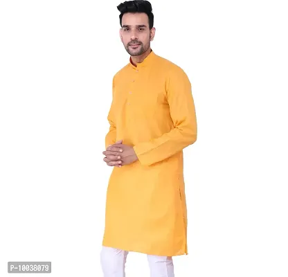 HUZUR Mens Cotton Kurta (36, Orange)-thumb4