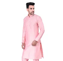 HUZUR Mens Silk Kurta (Small, Pink)-thumb3