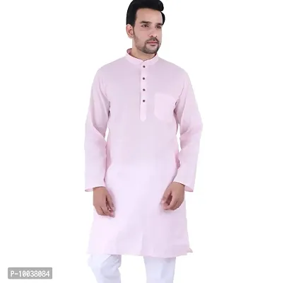 HUZUR Mens Cotton Kurta (44, Pink)-thumb0