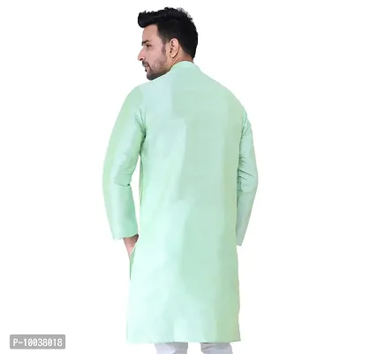 HUZUR Mens Silk Kurta (X-Large, Green)-thumb2